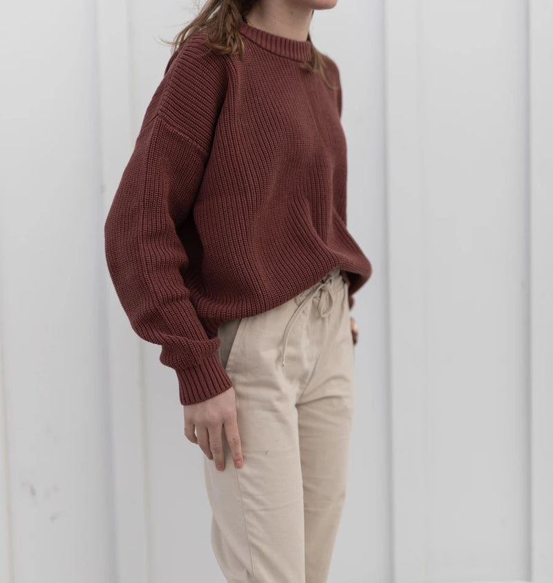 Kindly Her | Women's chunky knit pullover - mulberry