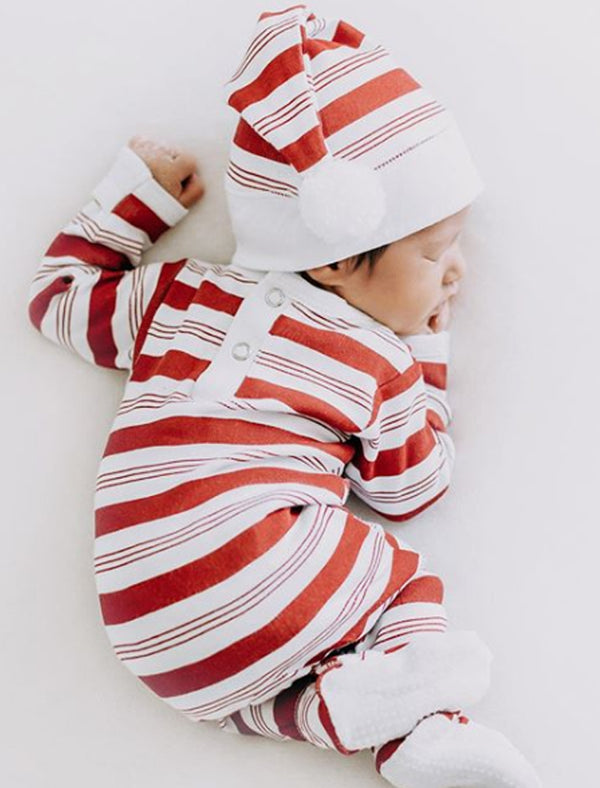 Lovedbaby | Organic sleeper + cap set - peppermint stripe