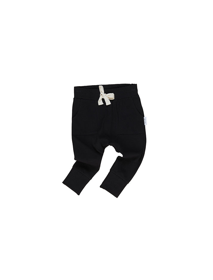 Huxbaby | Black pocket drop crotch pant